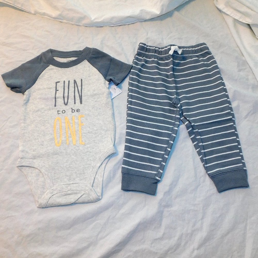 Baby First Birthday Outfit 12 M One Piece Pants Unisex Boy Girl 1st NEW